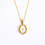 NEW CREATIVE 26 LETTERS PENDANT OVAL NECKLACE_CWMM3771