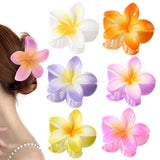 GRADIENT FLOWER HAIR CLAW PLUMERIA BEACH CLIP_CWMM4940