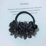 CUTE DAISY PEARL HAIR TIE HANDMADE BRAIDED_CWAHA6880