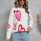 Valentines Day Heart Peach Sweater Knit