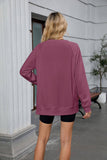Solid Color Thread Round Neck Loose Hoodie