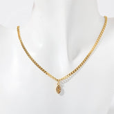 STAINLESS STEEL MARQUIS EYE ZIRCONIA NECKLACE_CWMM5584