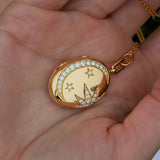 MOON SHELL LOCKET NECKLACE VINTAGE GOLD PLATED_CWMM6962