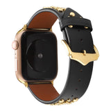 Applewatch9 Iwatch Gold Rivet Genuine Leather Strap_Cwww0084