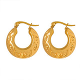RETRO SIMPLE C SHAPE EMBOSSED EARRINGS_CWMM3646
