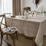 HOME PLAIN RUFFLED POLYESTER AND LINEN TABLECLOTH_CWMM0967