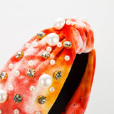 NEW TIE DYE FABRIC PEARL HEADBAND_CWAHA2122