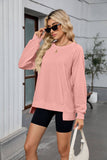 Solid Color Thread Round Neck Loose Hoodie
