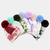 NEW TIE DYE POM POM KNITTED HAT_CWAH1619