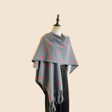 Polka Dot Tassel Shawl Women Vintage Wintercape_Cwocasl00092