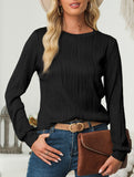 Solid color long sleeve T-shirt with wave pattern
