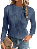 Solid color long sleeve T-shirt with wave pattern