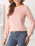 Solid color long sleeve T-shirt with wave pattern
