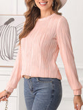 Solid color long sleeve T-shirt with wave pattern