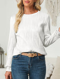 Solid color long sleeve T-shirt with wave pattern