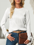 Solid color long sleeve T-shirt with wave pattern