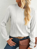Solid color long sleeve T-shirt with wave pattern