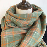 PLAID FAUX CASHMERE SCARF COZY FRINGE WINTER WRAP_CWASC1459