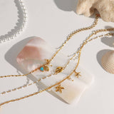 18K GOLD PEARL ENAMEL CONCH NECKLACE BRACELET_CWAJE4855