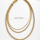 SNAKE BONE TWISTED TOOTH THREE LAYER NECKLACE_CWMM3693
