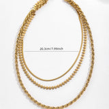 SNAKE BONE TWISTED TOOTH THREE LAYER NECKLACE_CWMM3693