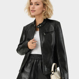 SLIM FIT WASHED PU JACKET STYLISH FALL WORKWEAR_CWMM9013