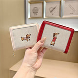 Cute Embroidered Dachshund Zip Bifold Wallet_Cwab06201