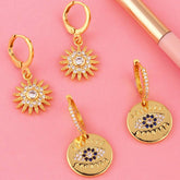 SUNFLOWER PENDANT WITH ZIRCON EARRINGS_CWAJE1016