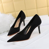 SIMPLE SOLID COLOR SHALLOW POINTED TOE HIGH HEELS_CWSHH0064