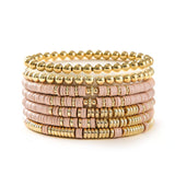 SIMPLE STACKED DISC BEAD BRACELET SET_CWMM3531