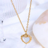 HEART SHAPED SEASHELL GOLD PLATED NECKLACE_CWAJE1098