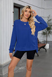 Solid-Color Round-Neck Long-Sleeved Sweatshirt