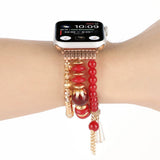 APPLE WATCH 7 1 THREE ROW PEARL ELASTIC STRAP_CWASC1563