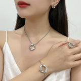 GEOMETRIC LINK PENDANT NECKLACE JEWELRY SET_CWAJE2926