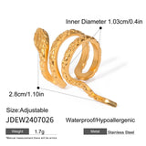 18K GOLD STAINLESS STEEL SNAKE EARRINGS EAR CUFF_CWASC1644