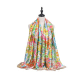 RAINBOW FLORAL SATIN SCARF SUMMER SUNPROOF WRAP_CWASC0673