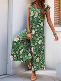 Vintage Floral Print Casual Straight-Leg Jumpsuit