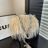 IMITATION TURKEY FEATHER PEARL CHAIN PLUSH BAG_CWAB4000