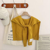 SOLID COLOR KNITTED KNOTTED SHAWL CASUAL COZY _CWASC0757