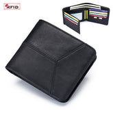 ANTI THEFT BRUSHED COWHIDE SHORT LEATHER WALLET_CWAB3788