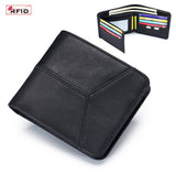 ANTI THEFT BRUSHED COWHIDE SHORT LEATHER WALLET_CWAB3788