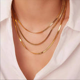 SNAKE CHAIN COMBINATION MULTI LAYERED NECKLACE_CWMM3621