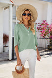V Neck Button Solid Color Casual Chiffon Shirt_Cwtsts0185