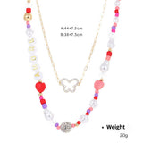 HEART SHAPED ZIRCONIUM INLAID MULTI ROW NECKLACE_CWAJE2927