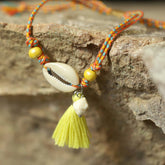 BEACH ACCESSORIES SHELL TASSEL ADJUSTABLE BRACELET_CWMM3567