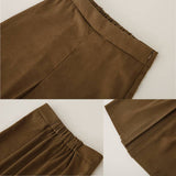 Womens Suede Maillard Solid Color Long Skirt