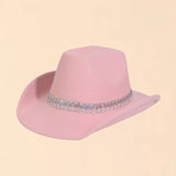 RHINESTONE WESTERN FELT FEDORA COWBOY HAT_CWAH3647