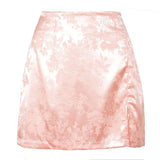 SLIT SHORT SKIRT SEXY JACQUARD SATIN ZIPPER SKIRT_CWAB4805