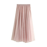 HIGH WAIST TULLE A LINE PLEATED MIDI SKIRT_CWBMS0378
