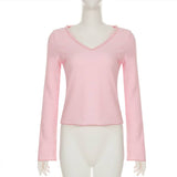 V-Neck Base Spice Slim Sexy Long Sleeve T-Shirt